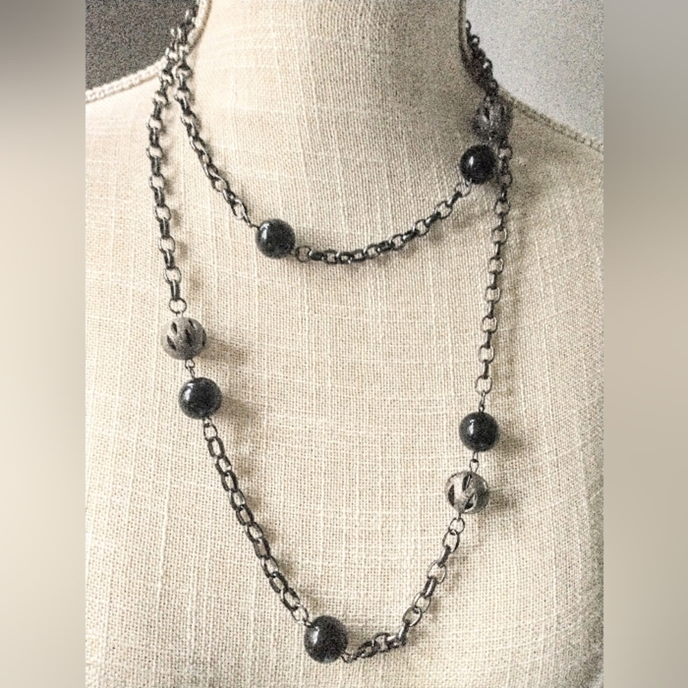 Vintage Gun Metal Black & Silver Necklace - Two Clasps, Many Options